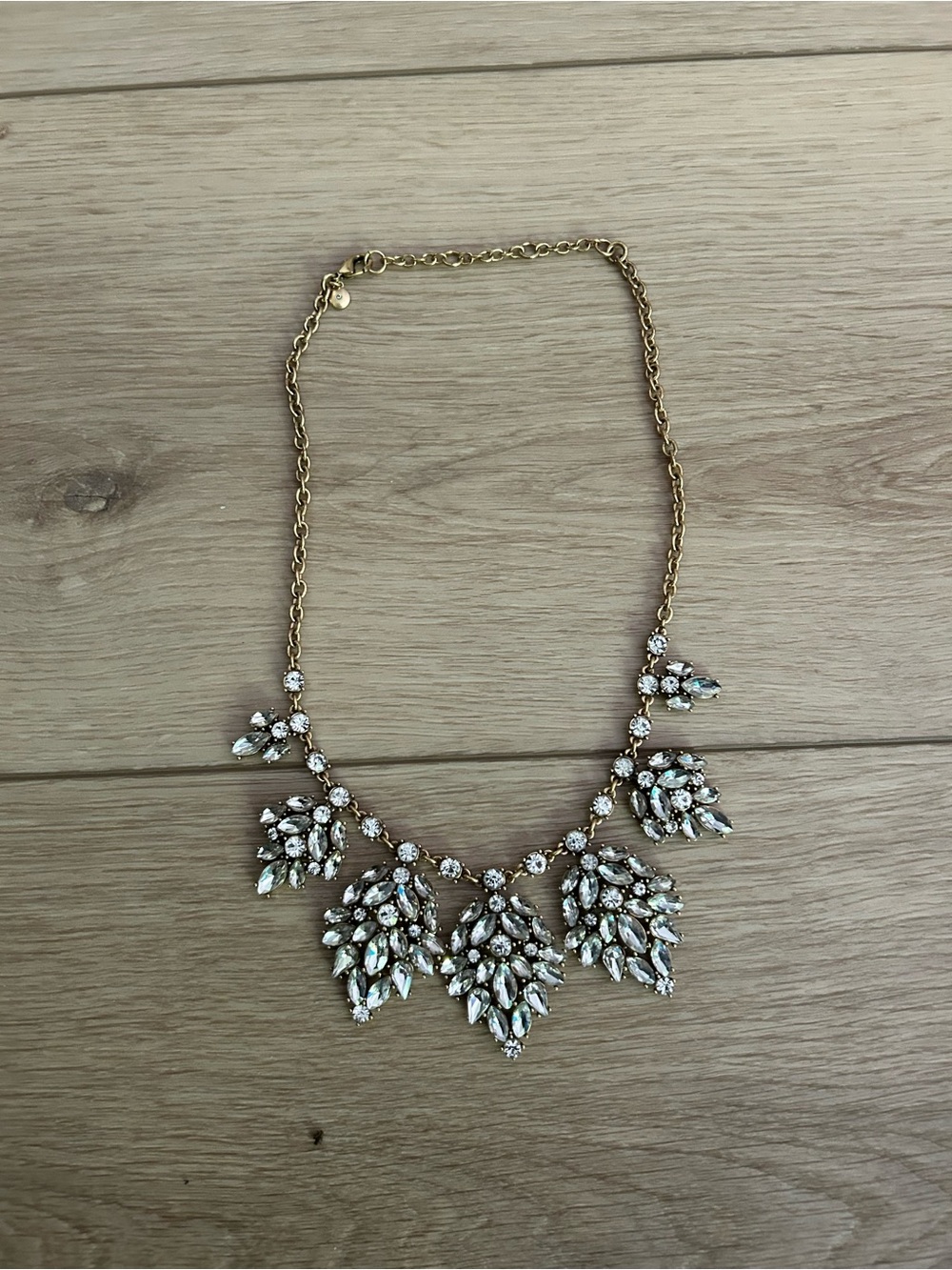 J. Crew Gold Tone Crystal Bib Necklace with Iridescent Stones
